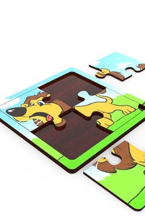 Minıq Toys Ahşap Gurultucu Aslan Mini Puzzle (4 Parca)