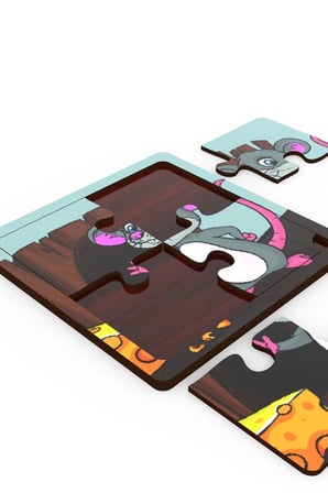 Minıq Toys Ahşap Obur Fare Mini Puzzle (4 Parca)
