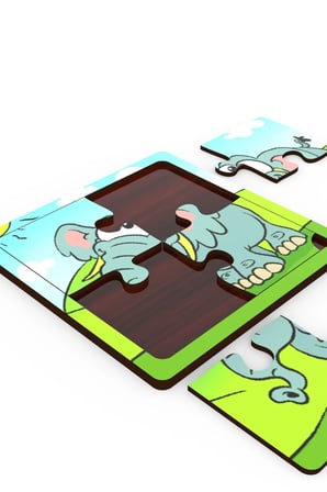 Minıq Toys Ahşap Sakaci Fil Mini Puzzle (4 Parca)