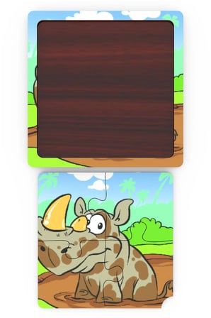 Minıq Toys Ahşap Yaramaz Gergedan Mini Puzzle (4 Parca)