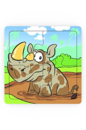 Minıq Toys Ahşap Yaramaz Gergedan Mini Puzzle (4 Parca)