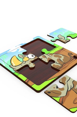 Minıq Toys Ahşap Yaramaz Gergedan Mini Puzzle (4 Parca)