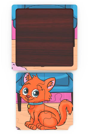 Minıq Toys Ahşap Saskin Kedi Mini Puzzle (4 Parca)