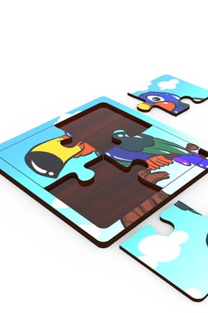 Minıq Toys Ahşap Geveze Papagan Mini Puzzle (4 Parca)