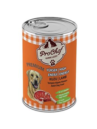 Prochef 24 Adet Kuzu Etli Kıyılmış Premium Yüksek Enerji Köpek Maması ( 415 gr Pro Chef Konserve Yaş Mama )