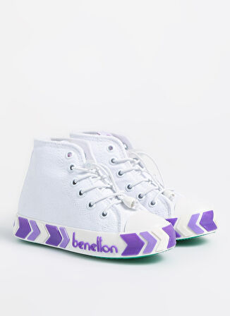 Benetton Beyaz - Lila Kız Çocuk Sneaker BN-30647