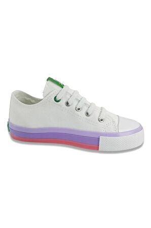 Benetton Beyaz - Lila Kız Çocuk Sneaker BN-30175