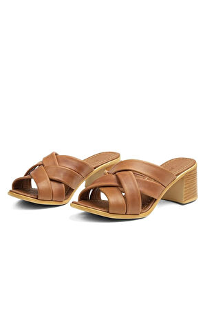 Kadın Topuklu Terlik-PC-7108-Taba | 38