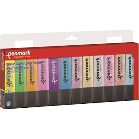 Penmark Fosforlu Kalem 12 Li Karışık Renk 6 Neon+ 6 Simli