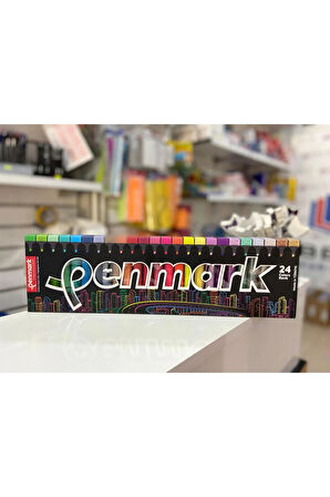 Penmark Fosforlu Kalem 24 Lü Süper Kutu 6 Neon+6 Pastel+6 Tropik+6 Simli