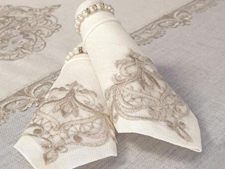 26 Parça Elegant Masa Örtüsü Takımı Krem