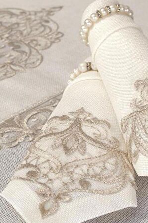 26 Parça Elegant Masa Örtüsü Takımı Krem