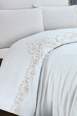 Çeyiz Diyarı Tiara Nevresim Takımı Krem