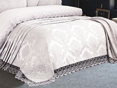 Fransız Dantelli Kure Gelin Seti 7 Parça Krem