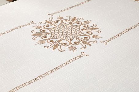 Lale Baskılı Dikdörtgen Masa Örtüsü Gold 160x300 Cm