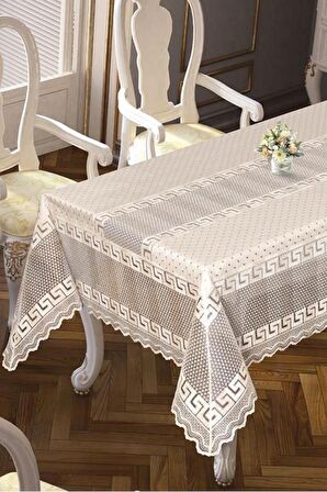 Versage Jakarlı Masa Örtüsü Krem 160x220 Cm