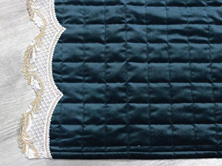 Fransız Güpürlü Minel Kapitoneli Kadife Seccade Yeşil