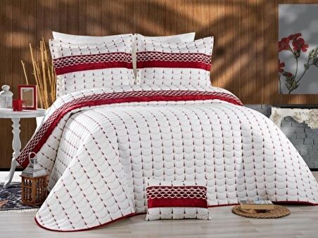 Colors Micro Çift Kişilik Yatak Örtüsü Krem Bordo