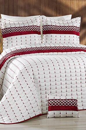 Colors Micro Çift Kişilik Yatak Örtüsü Krem Bordo