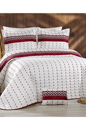Colors Micro Çift Kişilik Yatak Örtüsü Krem Bordo