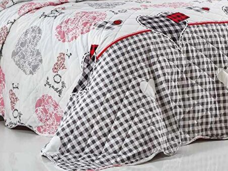 Çeyiz Diyarı Love Ranforce Çift Kişilik Yatak Örtüsü