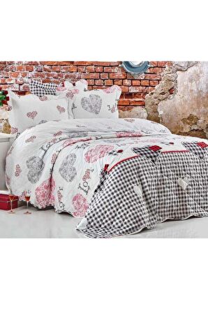 Çeyiz Diyarı Love Ranforce Çift Kişilik Yatak Örtüsü