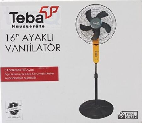 Teba TH-2000 AV 16" Ayaklı Vantilatör 5 Kanatlı Pervane 3 Kademeli Hız 