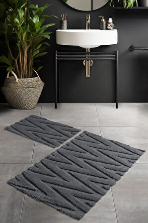 Pierre Cardin Pamuk Banyo Paspas Seti Sharp Antrasit