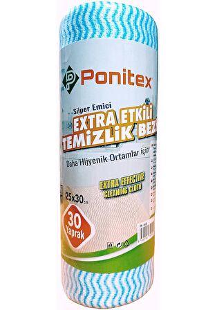 Ponitex 4430 Süper Emici Perforeli Pratik Hassas Temizlik Bezi 30 Yaprak Rulo 25x30 cm. (1 ADET)