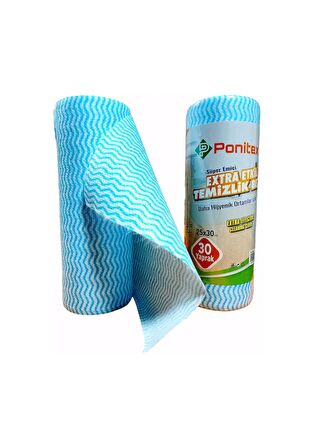 Ponitex 4430 Süper Emici Perforeli Pratik Hassas Temizlik Bezi 30 Yaprak Rulo 25x30 cm. (12 ADET)