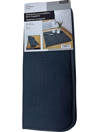 Livarno Mikrofiber Bulaşık Altlığı Kurutma Matı Katlanabilir Çift Yüzey GERMANY 44x36 cm. Lacivert