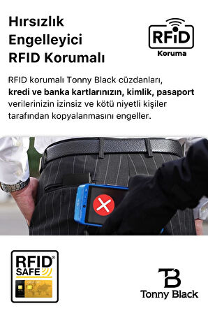 Orijinal Otomatik Mekanizmalı Kutulu Rfid Korumalı Hırsızlık Engelleyici Para & Kartlıklı Cüzdan