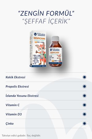 RespiCare 150 ml Bitkisel Sıvı Takviye - Kekik, Propolis ve İzlanda Yosunu İçerikli