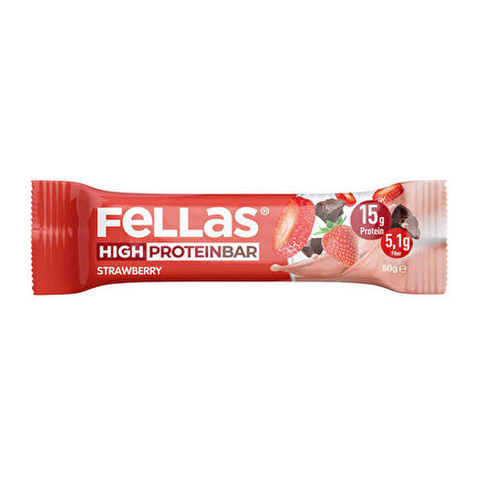 Fellas Yüksek Protein Bar - Çilekli 50 g
