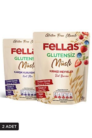 Glutensiz Müsli 2'li - Kırmızı Meyveli 270g + Karışık Kuruyemişli 270g