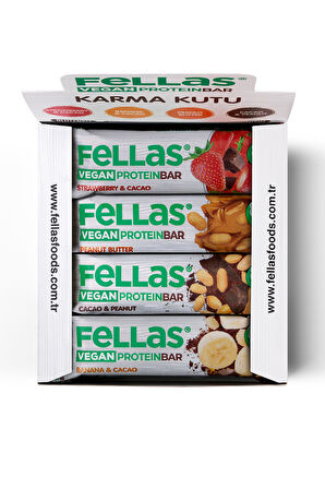 Vegan Protein Bar 40g Karma Kutu 12 Adet (4 Çeşit)