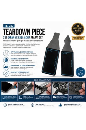 TE-027 Profesyonel Ekran Ve Kasa Açma Aparat Seti 2li Metal Ultra İnce Telefon Tamir Penası