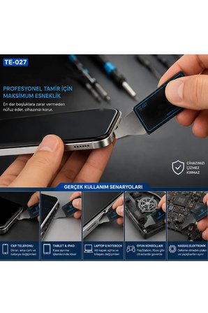 TE-027 Profesyonel Ekran Ve Kasa Açma Aparat Seti 2li Metal Ultra İnce Telefon Tamir Penası
