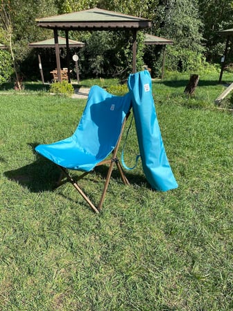 BAG THE JOY KATLANIR AHŞAP KAMP ve BAHÇE SANDALYESİ – ANTRASİT İSKELET – TURKUAZ KILIF
