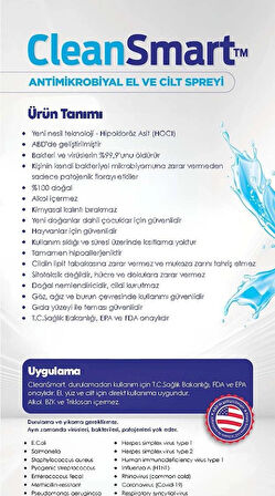 CleanSmart Antiseptik El ve Cilt Spreyi  250 ML