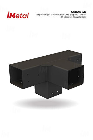İmetal Sarar 85 x 85 mm Ahşaplar için 4 Yollu Orta Bağlantısı