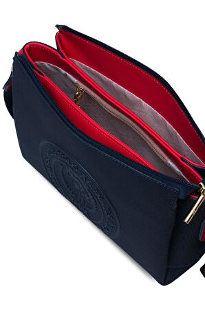 U.S. Polo Assn. Çapraz Askılı Kadın Çanta Lacivert-Beyaz-Kırmızı Us25268