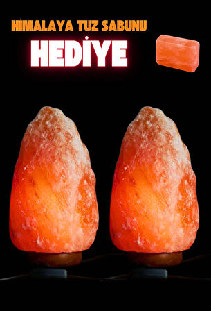2 Adet- 3-4Kg Himalaya Kristal Kaya Tuzu Lambası+1.5 M Kablolu Açma-Kapama Düğmeli