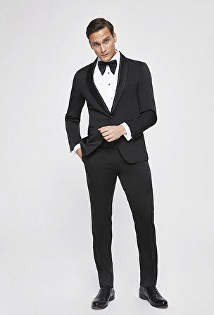 Ds Damat Slim Fit Siyah Düz Damatlık & Smokin Takim Elbise 0HSS51305012M