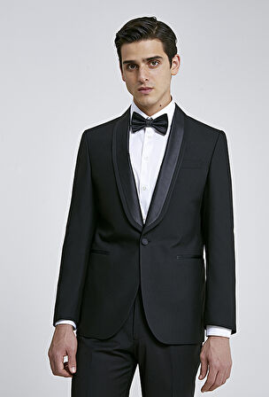 Ds Damat Slim Fit Siyah Düz Damatlık & Smokin Takim Elbise 0HSS51305011M