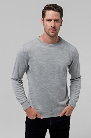 Ds Damat Regular Fit Gri Düz Örgü Triko Kazak 1HF060632004M