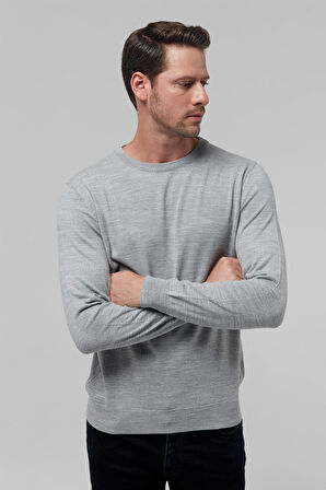 Ds Damat Regular Fit Gri Düz Örgü Triko Kazak 1HF060632004M