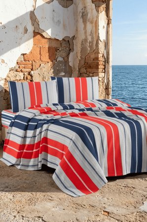 La Notte Marin Stripe Çift Kişilik 4 Parça Pike Takımı 210x230 + 160x200 + 2/50x70 cm
