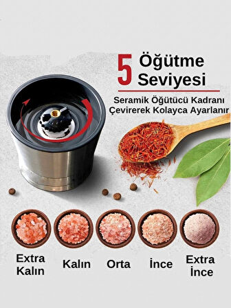 Sebze Çeşnisi (Tuz-Ot)- Metal Kapaklı Seramik Değirmen Öğütücü 235Gr