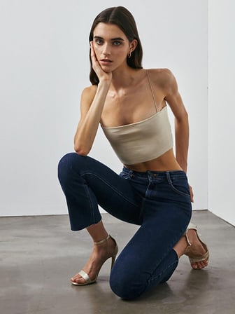 Lynda Yüksek Bel Cropped Flare Jean Pantolon